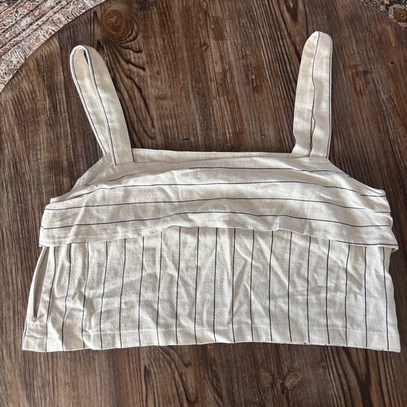 Ave les Filles Striped Cream Women's Crop Top Size Large New Without Tags - Picture 2 of 4
